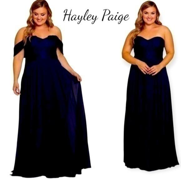 Hayley Paige Black Two in One Chic Evening Event Party Maxi Dress NWT Size 12 - Picture 1 of 15